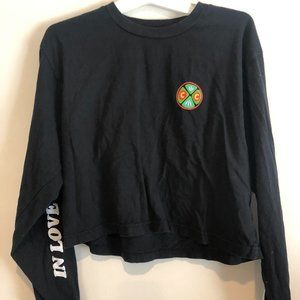Cross Colours Love in Color black long sleeve crop top (Repaired seam) Medium